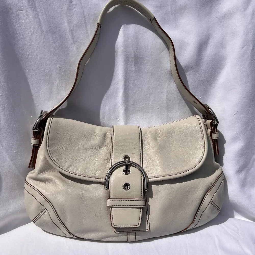 Vintage Coach Soho Ivory Off White Large Shoulder Bag Style 9248 - Picture 1 of 16